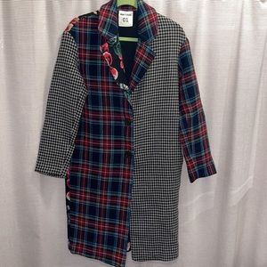 Semicouture Plaid Houndstooth Floral Patchwork Wool Coat NWOT feat. in Vogue